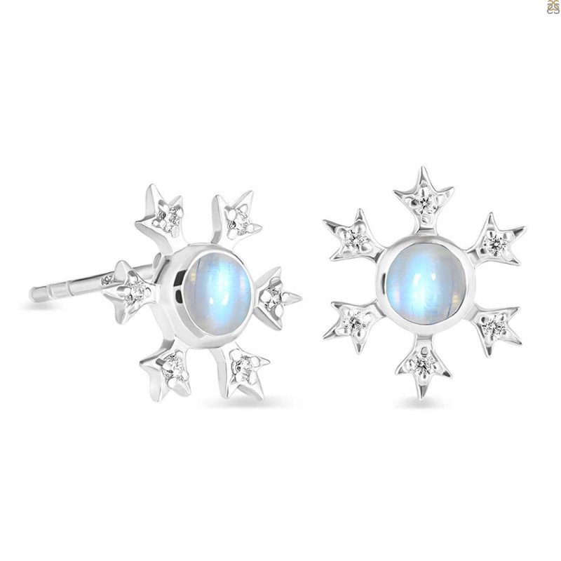 Moonstone & White Topaz Stud Earring