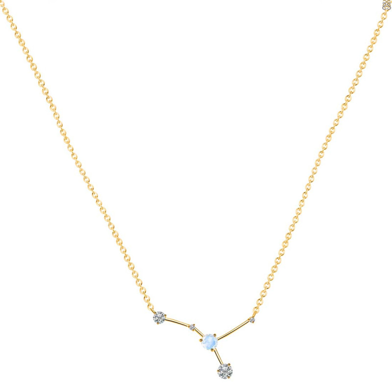 cancer Zodiac Star Constellation Moonstone & White Topaz Necklace RBM-RDN-486.