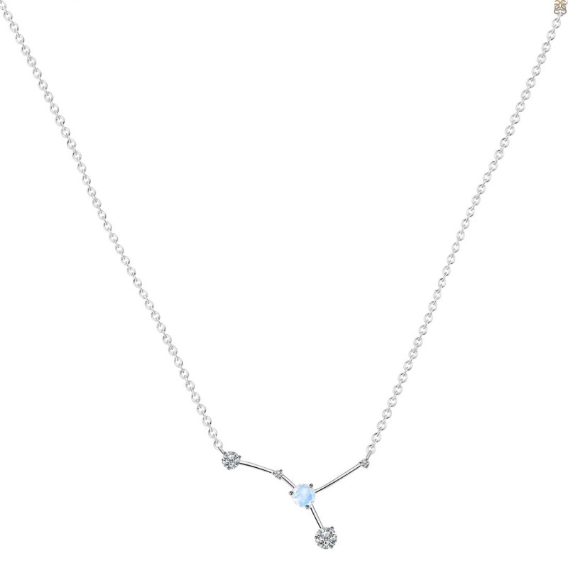cancer Zodiac Star Constellation Moonstone & White Topaz Necklace RBM-RDN-486.