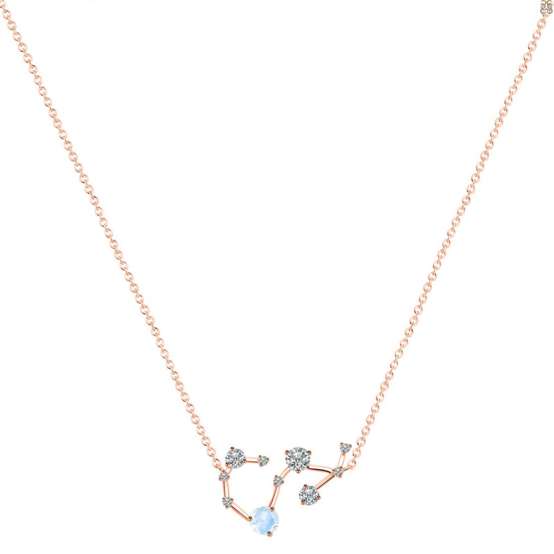 Scorpio Zodiac Star Constellation Moonstone & White Topaz Necklace RBM-RDN-495.