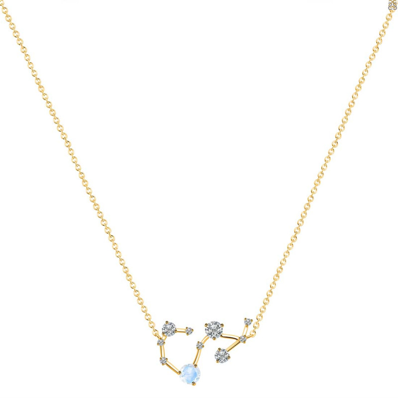 Scorpio Zodiac Star Constellation Moonstone & White Topaz Necklace RBM-RDN-495.