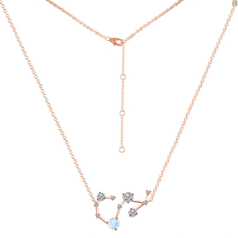 Scorpio Zodiac Star Constellation Moonstone & White Topaz Necklace RBM-RDN-495.