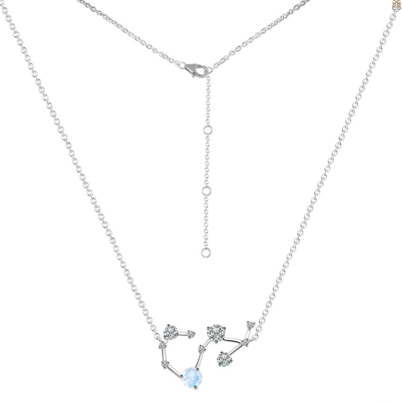 Scorpio Zodiac Star Constellation Moonstone & White Topaz Necklace