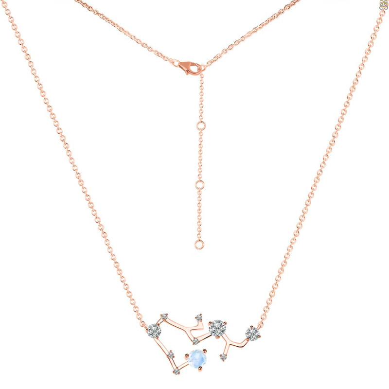 Sagittarius Zodiac Star Constellation Moonstone & White Topaz Necklace RBM-RDN-496.