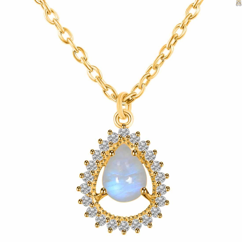 Moonstone & White Topaz Necklace With Slider Lock RBM-RDN-80.