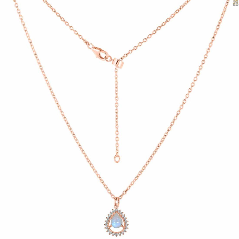 Moonstone & White Topaz Necklace With Slider Lock RBM-RDN-80.