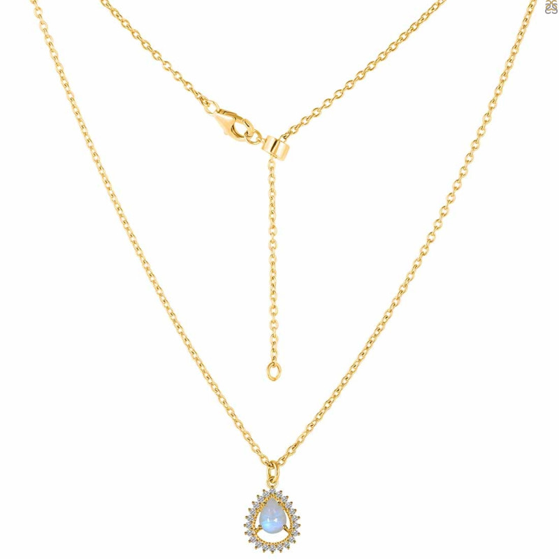 Moonstone & White Topaz Necklace With Slider Lock RBM-RDN-80.