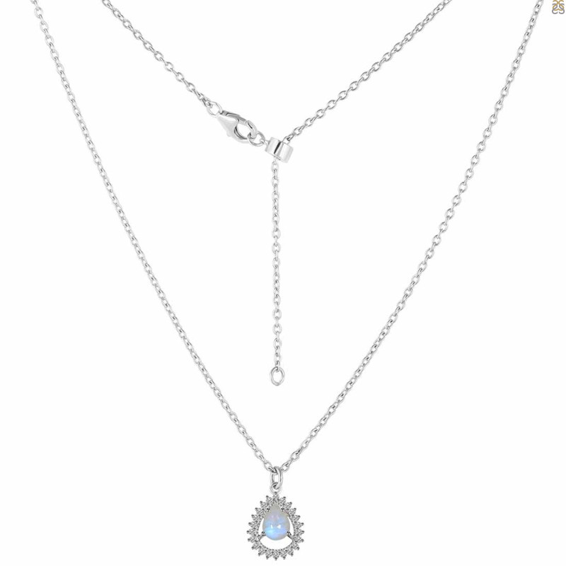 Moonstone & White Topaz Necklace With Slider Lock