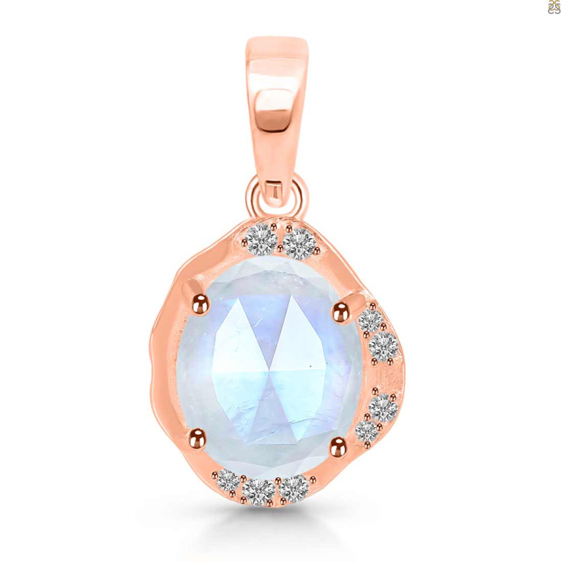 Moonstone & White Topaz Pendant RBM-RDP-1147-ROSECUT.