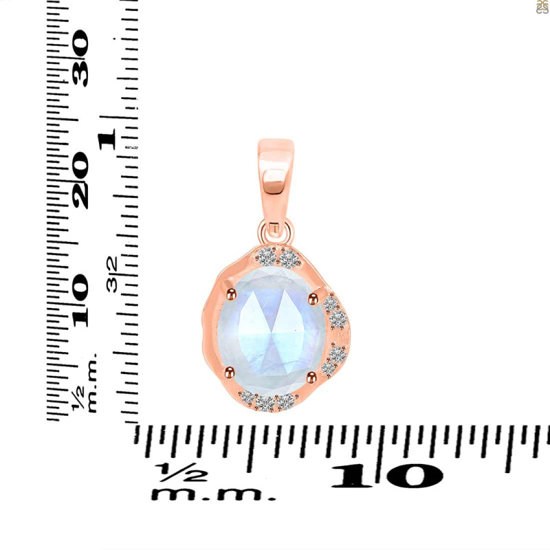 Moonstone & White Topaz Pendant RBM-RDP-1147-ROSECUT.