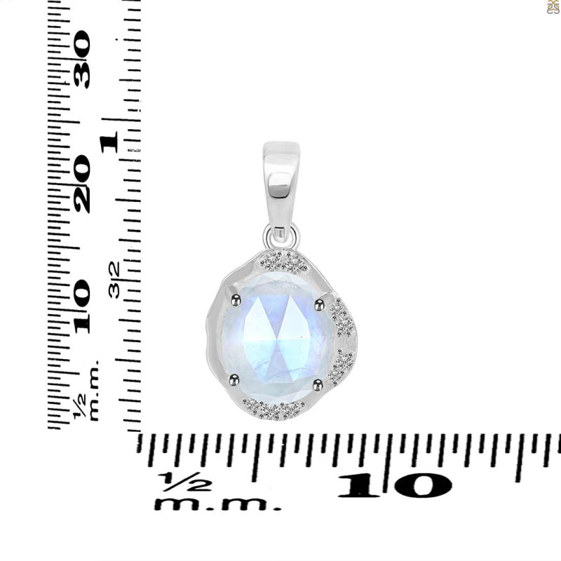 Moonstone & White Topaz Pendant RBM-RDP-1147-ROSECUT.