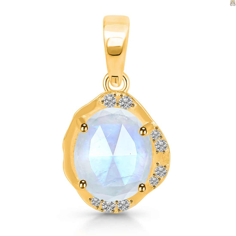 Moonstone & White Topaz Pendant RBM-RDP-1147-ROSECUT.