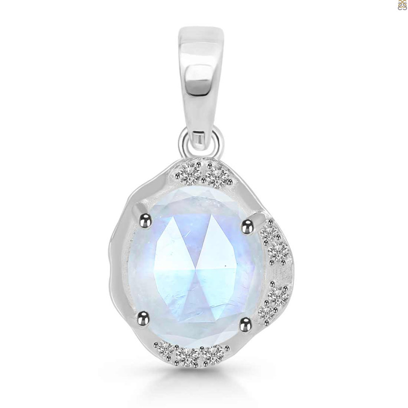 Moonstone & White Topaz Pendant RBM-RDP-1147-ROSECUT.