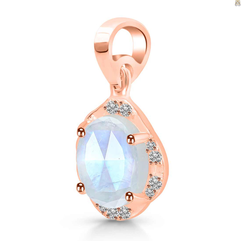 Moonstone & White Topaz Pendant RBM-RDP-1147-ROSECUT.