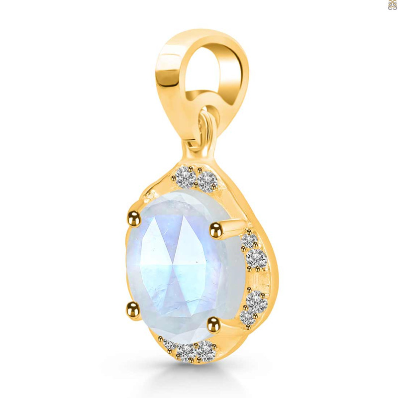 Moonstone & White Topaz Pendant RBM-RDP-1147-ROSECUT.