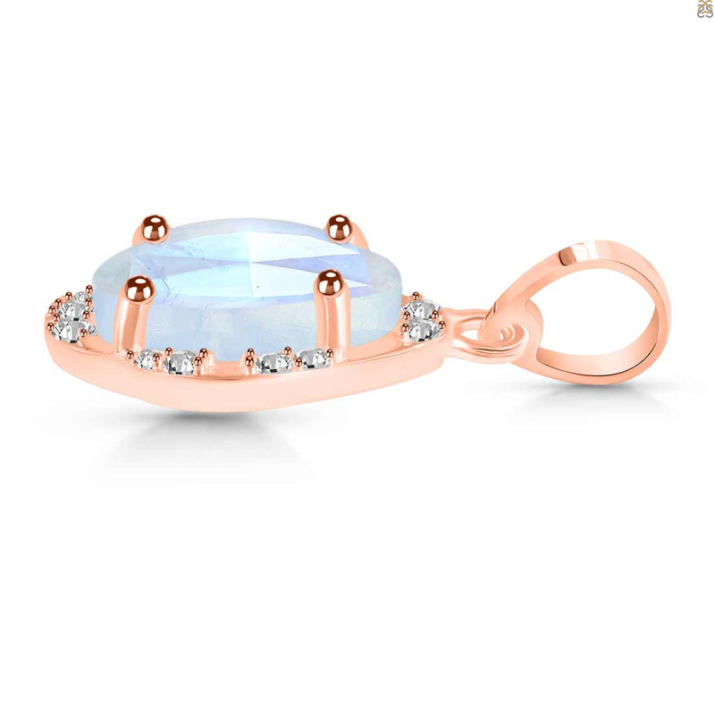 Moonstone & White Topaz Pendant RBM-RDP-1147-ROSECUT.