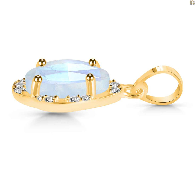 Moonstone & White Topaz Pendant RBM-RDP-1147-ROSECUT.