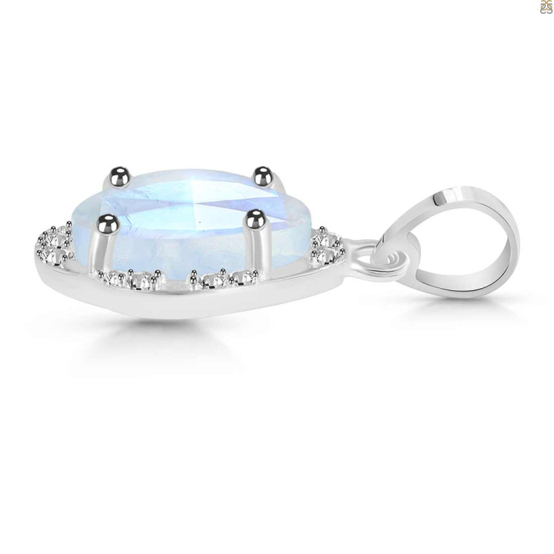 Moonstone & White Topaz Pendant RBM-RDP-1147-ROSECUT.