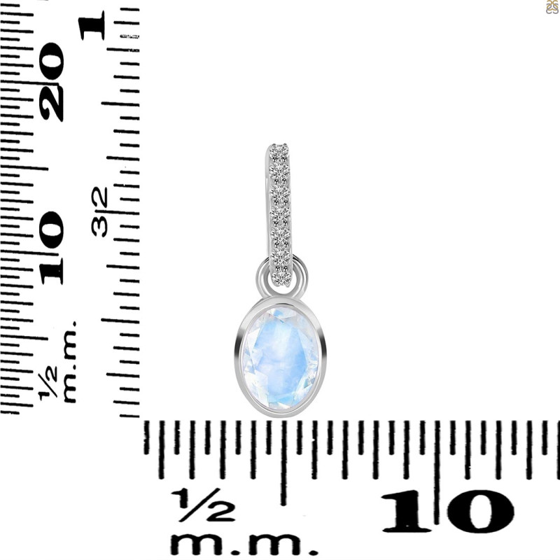 Moonstone & White Topaz Pendant RBM-RDP-780-CZ-LOOP.