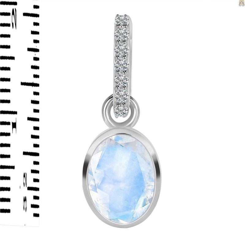 Moonstone & White Topaz Pendant RBM-RDP-792-CZ-LOOP.