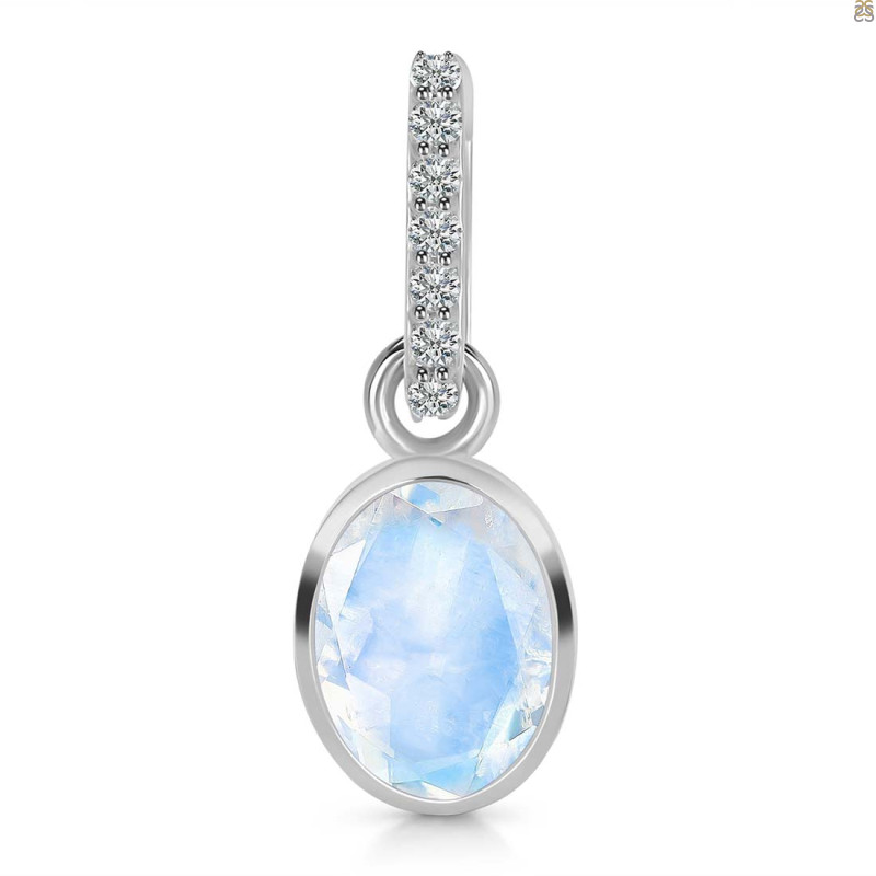 Moonstone & White Topaz Pendant RBM-RDP-792-CZ-LOOP.