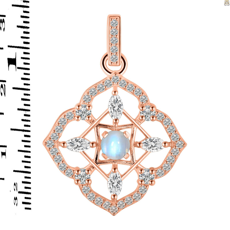 Moonstone & White Topaz Pendant RBM-RDP-797-CZ-LOOP.