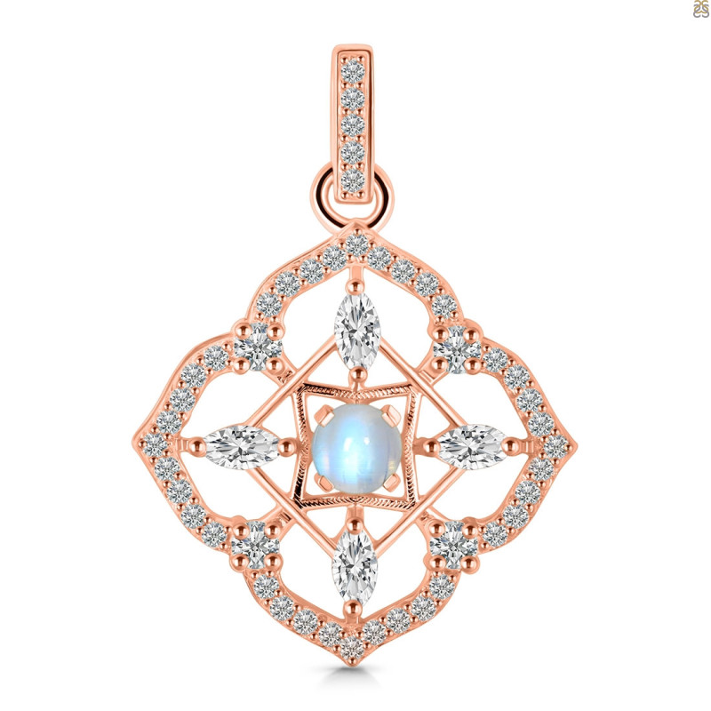Moonstone & White Topaz Pendant RBM-RDP-797-CZ-LOOP.