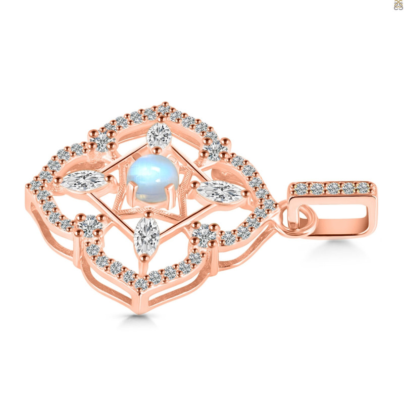 Moonstone & White Topaz Pendant RBM-RDP-797-CZ-LOOP.