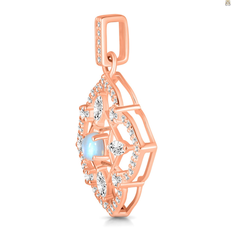 Moonstone & White Topaz Pendant RBM-RDP-797-CZ-LOOP.
