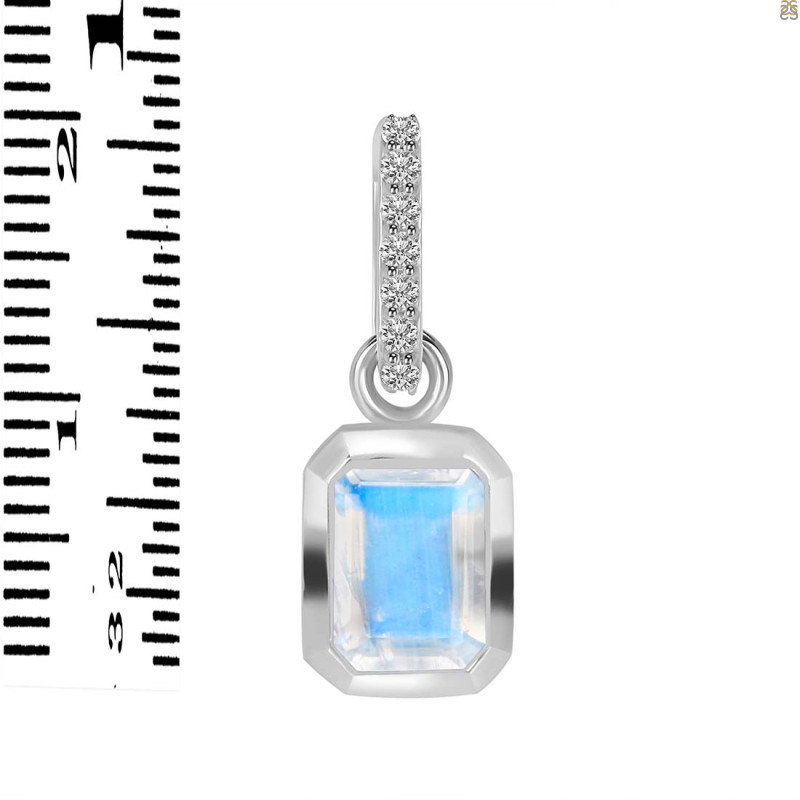 Moonstone & White Topaz Pendant RBM-RDP-954-CZ-LOOP.