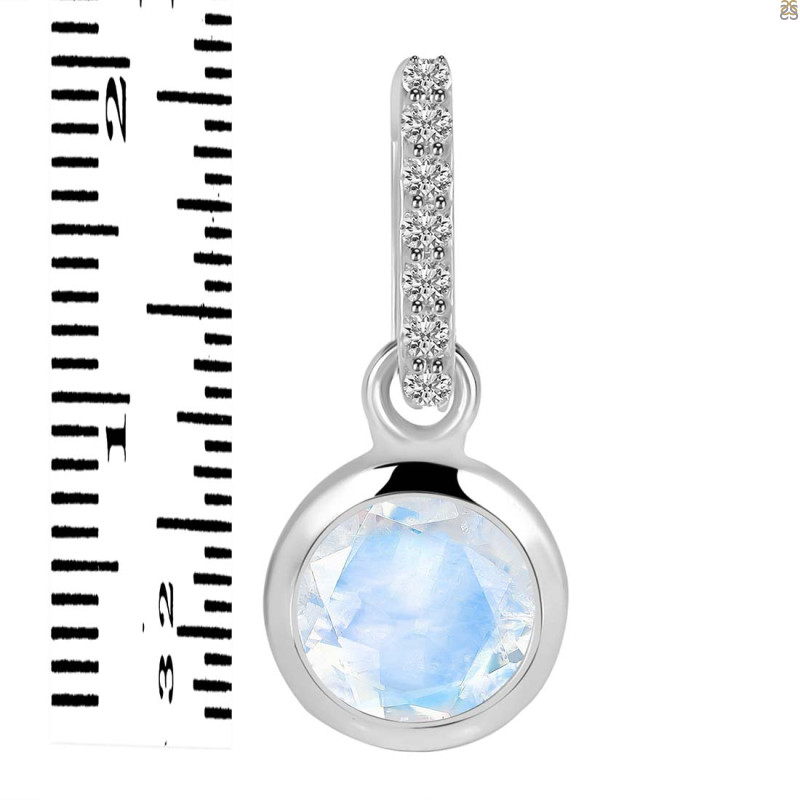 Moonstone & White Topaz Pendant RBM-RDP-959-CZ-LOOP.