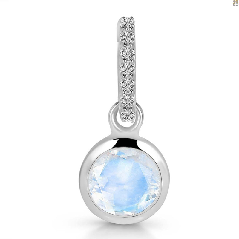 Moonstone & White Topaz Pendant RBM-RDP-959-CZ-LOOP.