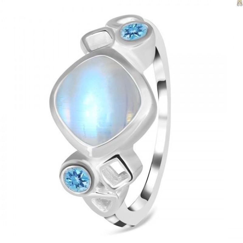 Moonstone & Blue Topaz Ring