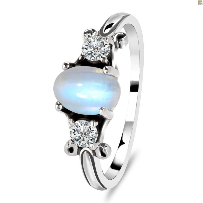 Moonstone & White Topaz Ring