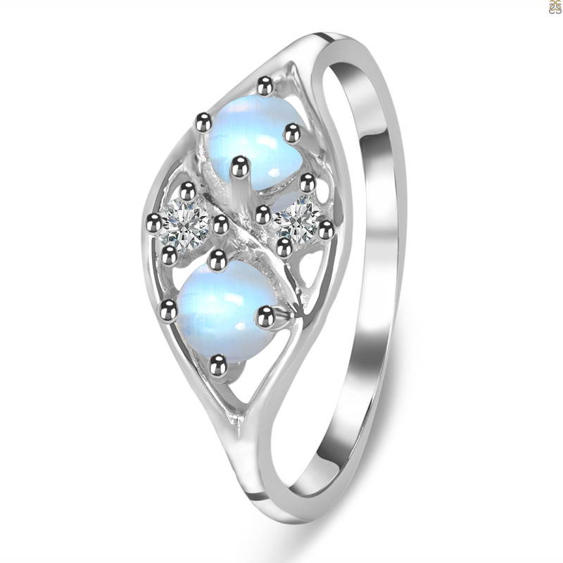 Moonstone & White Topaz Ring