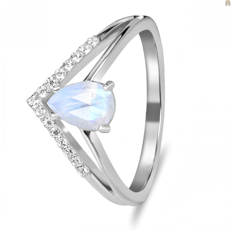 Moonstone & White Topaz Ring