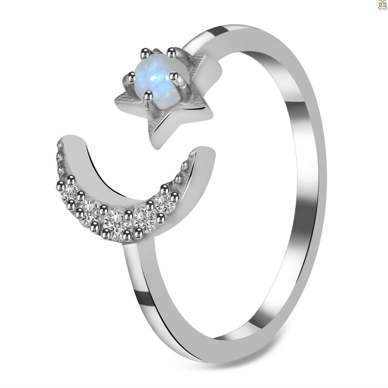 Moonstone & White Topaz Ring