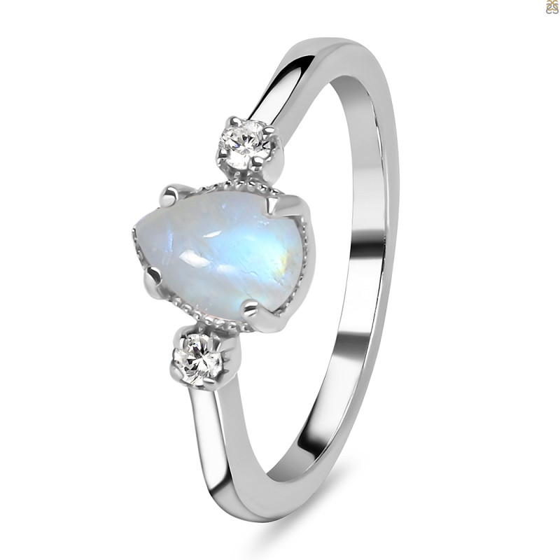 Moonstone & White Topaz Ring