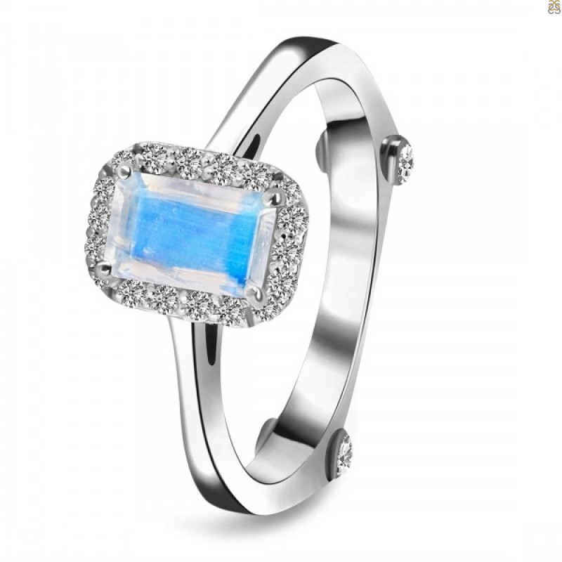 Moonstone & White Topaz Ring