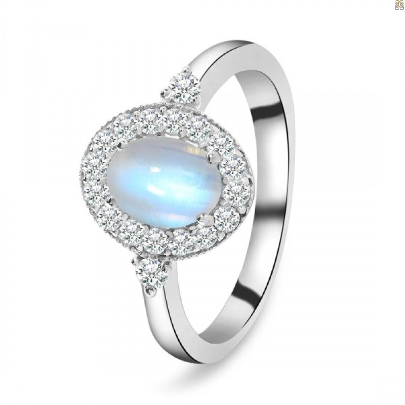 Moonstone & White Topaz Ring