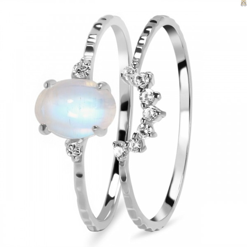 Moonstone & White Topaz Ring