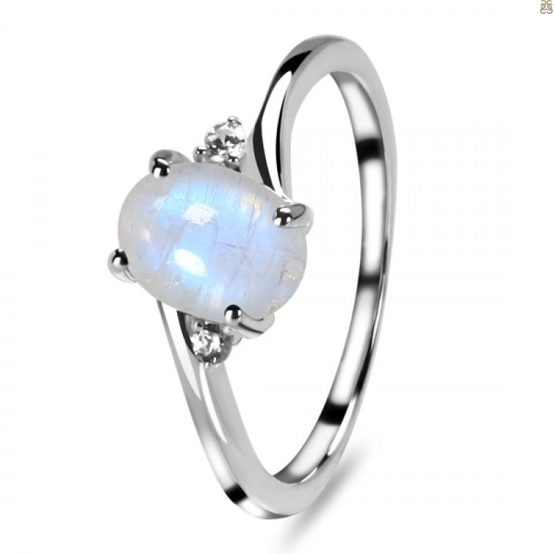 Moonstone & White Topaz Ring