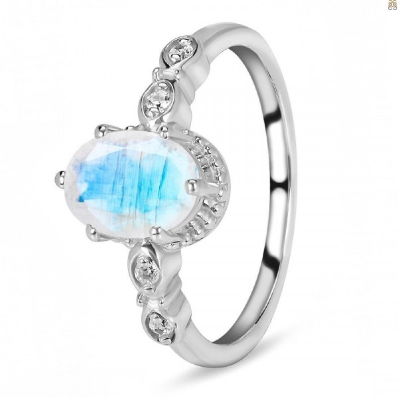 Moonstone & White Topaz Ring