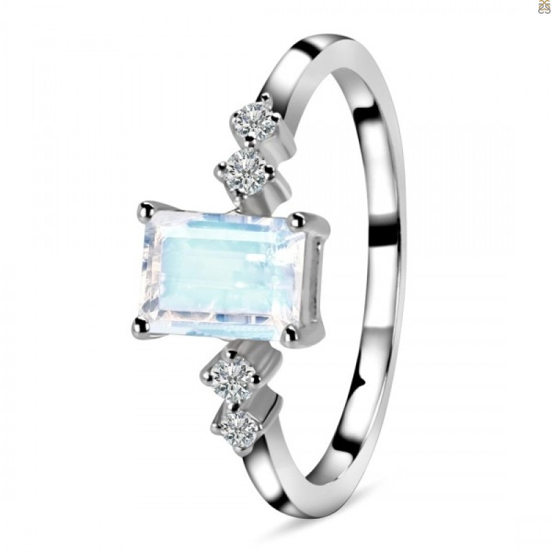 Moonstone & White Topaz Ring