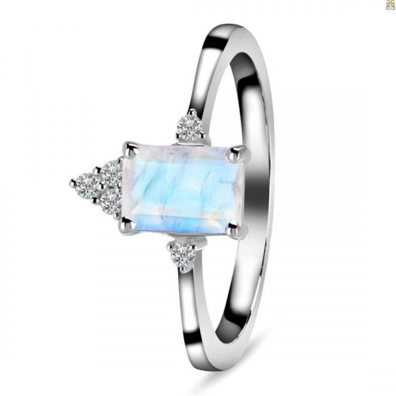 Moonstone & White Topaz Ring