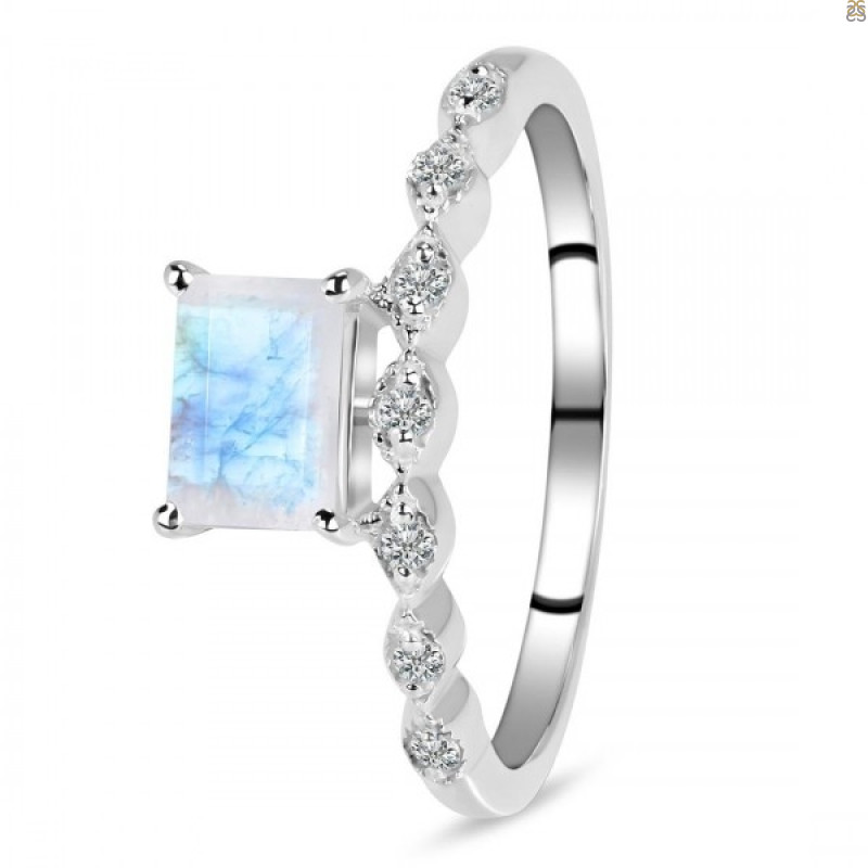 Moonstone & White Topaz Ring