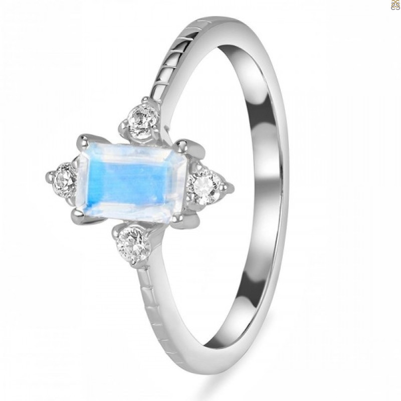 Moonstone & White Topaz Ring