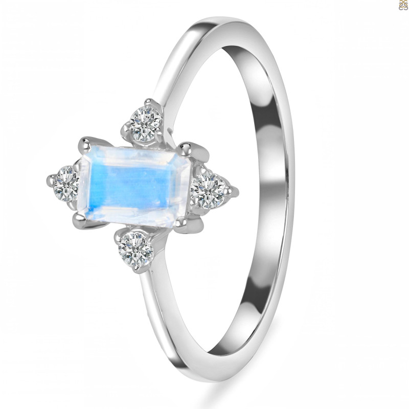 Moonstone & White Topaz Ring