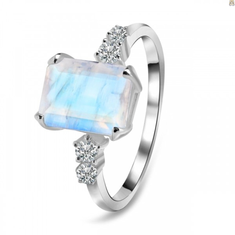 Moonstone & White Topaz Ring