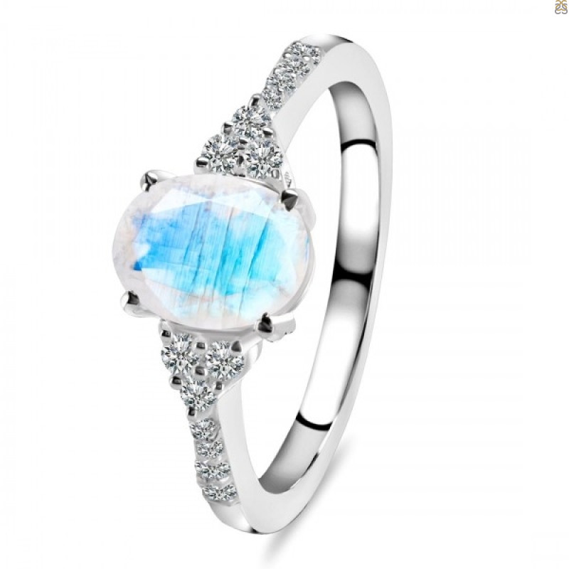 Moonstone & White Topaz Ring